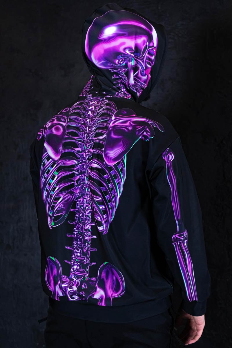 Purple Skeleton Men Hoodie