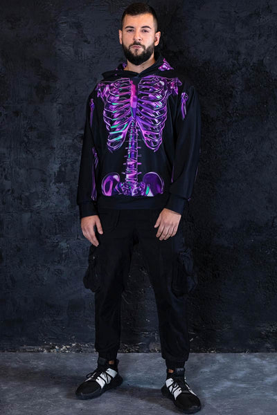 Purple Skeleton Men Hoodie