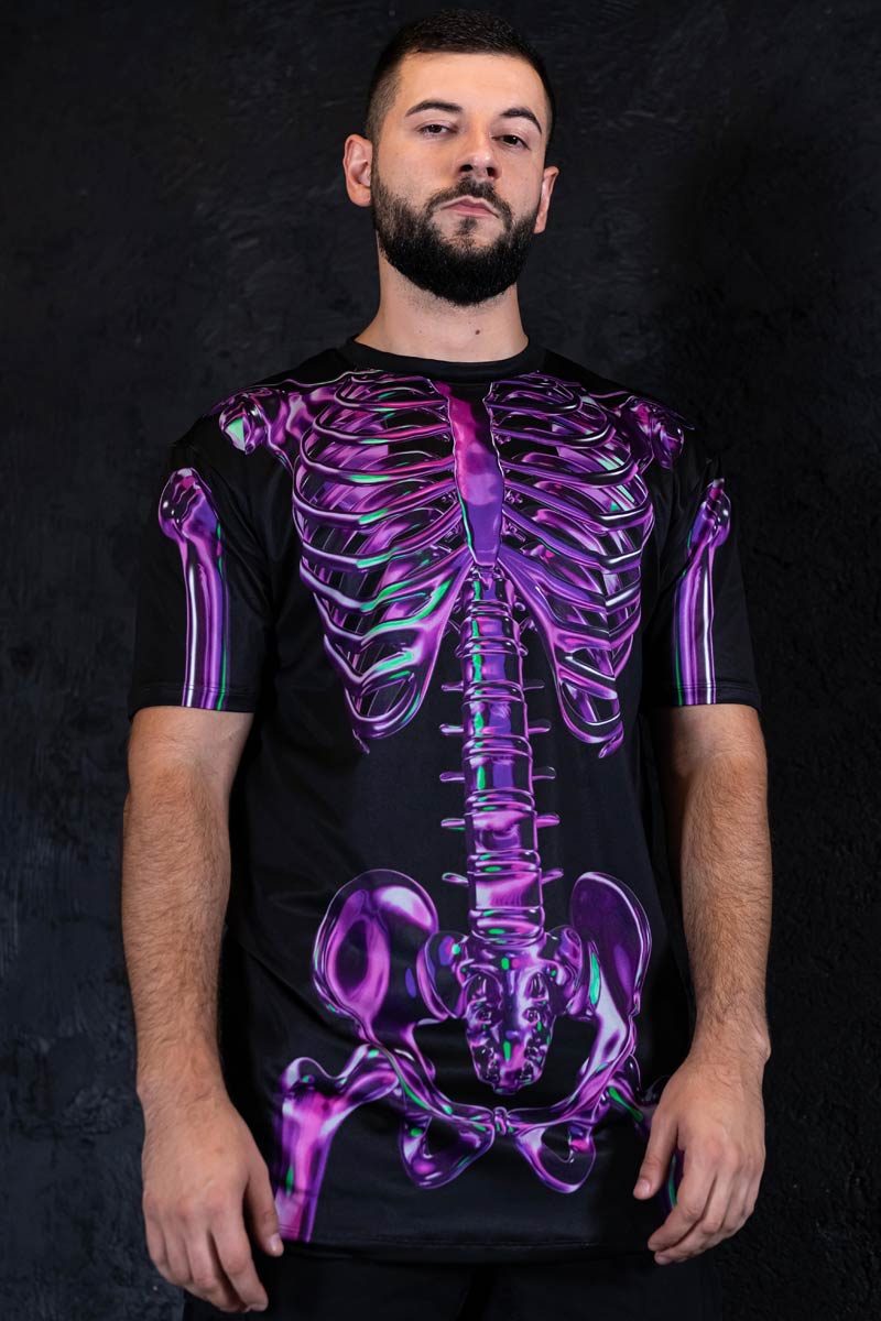 Purple Skeleton Men Oversized T-Shirt