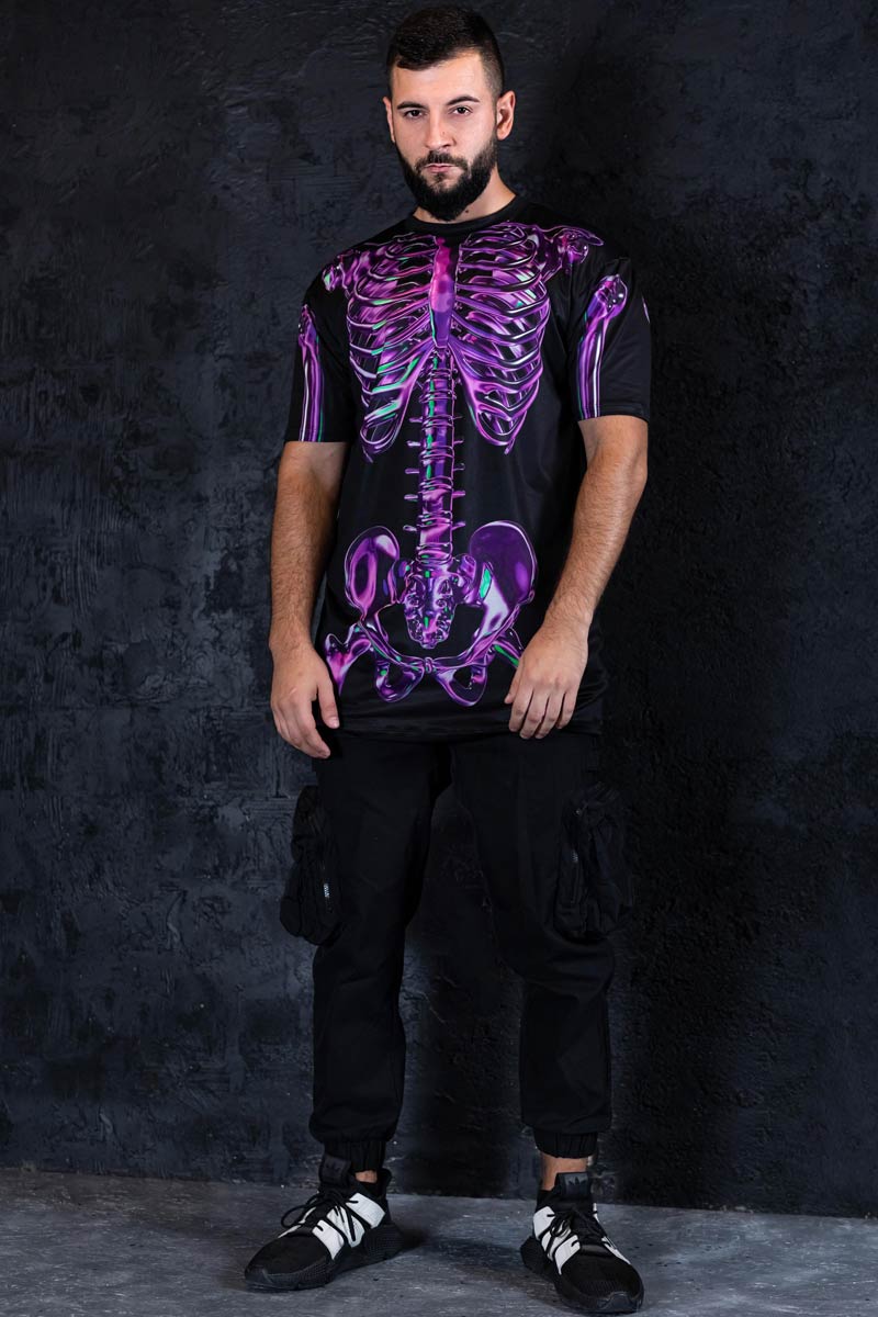 Purple Skeleton Men Oversized T-Shirt