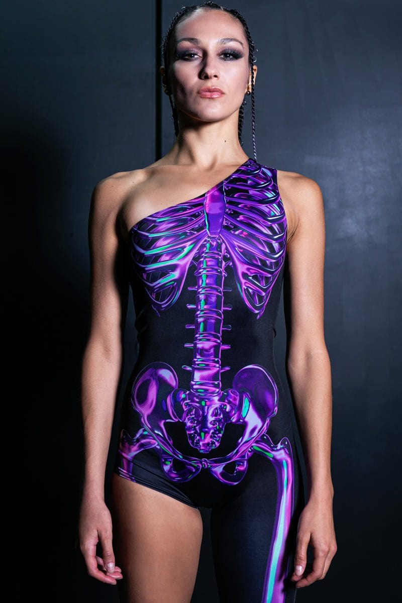 Purple Skeleton One Leg Jumpsuit