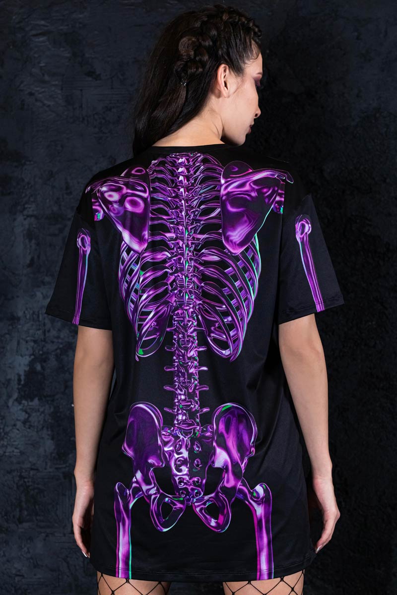 Purple Skeleton Oversized Tee Dress