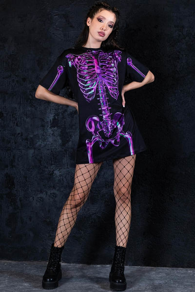 Purple Skeleton Oversized Tee Dress