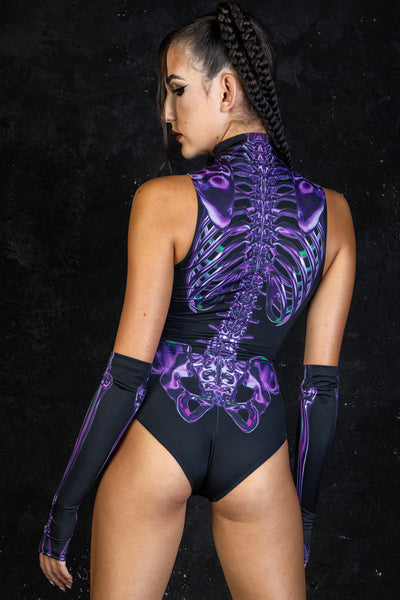 Purple Skeleton Sleeveless Bodysuit