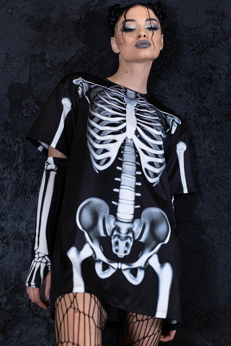 Rattling Bones Oversized Tee Shirt Dress
