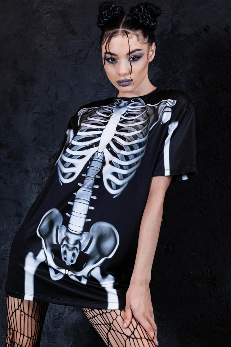 Rattling Bones Oversized Tee Shirt Dress