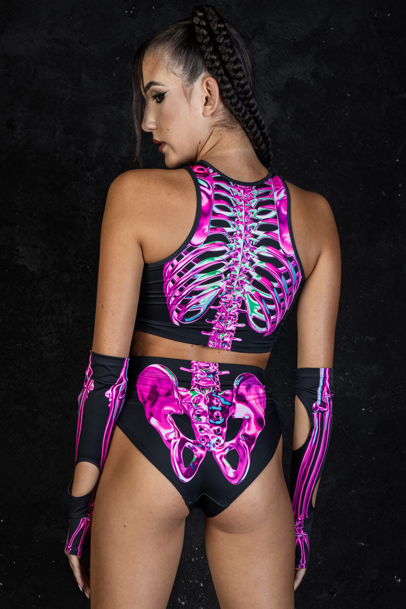 Rosy Skeleton Booty Shorts Set