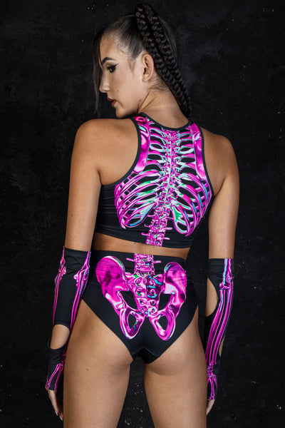 Rosy Skeleton Booty Shorts Set