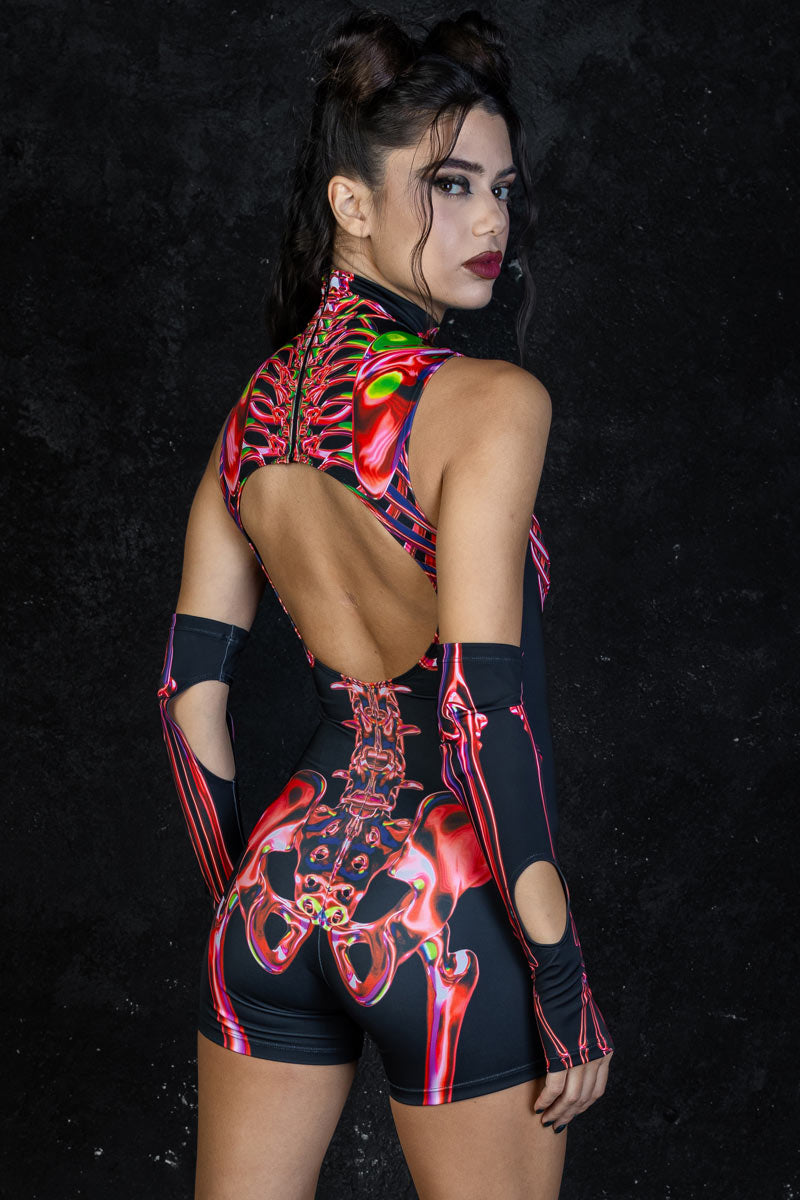 Ruby Skeleton Cut Out Romper