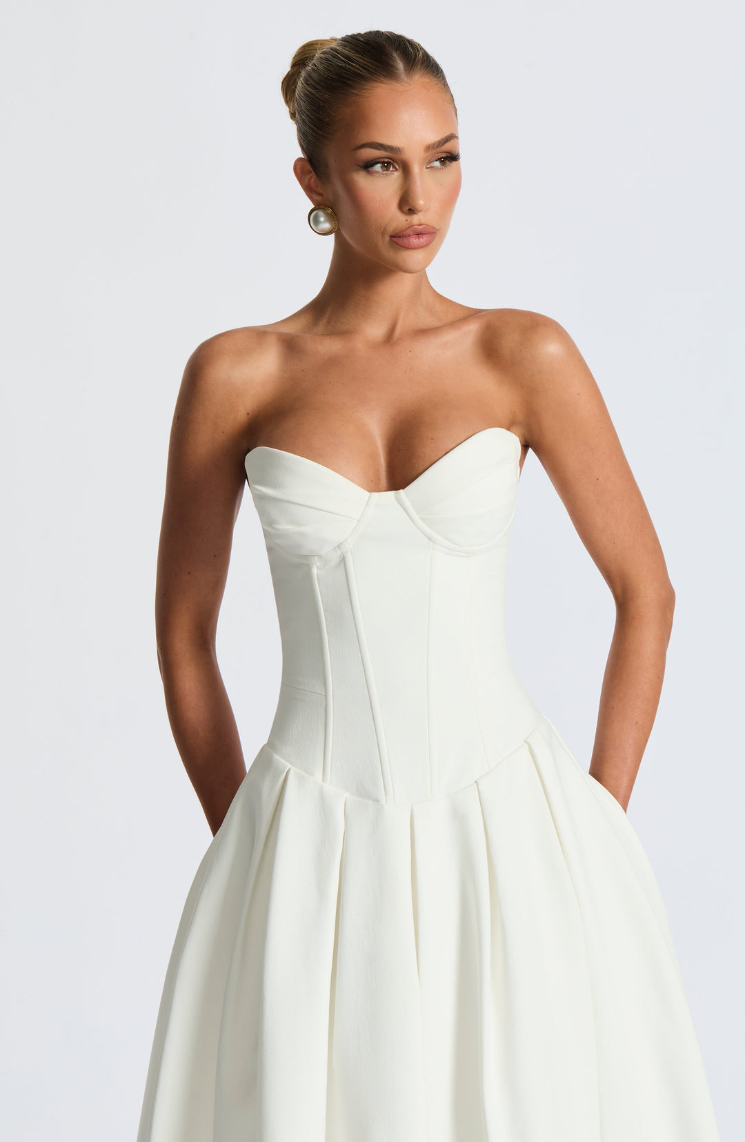 Salma Midi Dress - Ivory - Celestia Couture