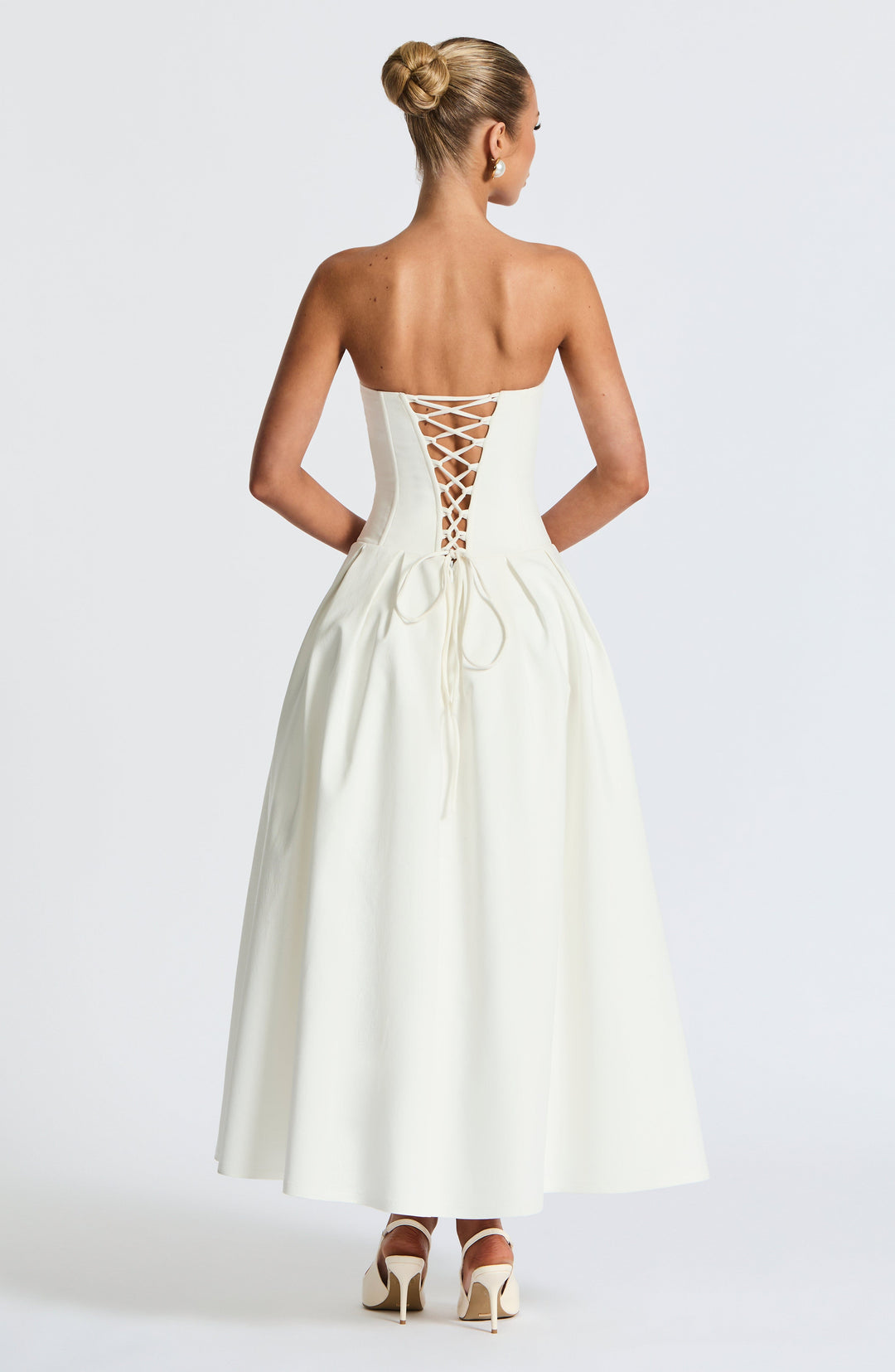 Salma Midi Dress - Ivory - Celestia Couture