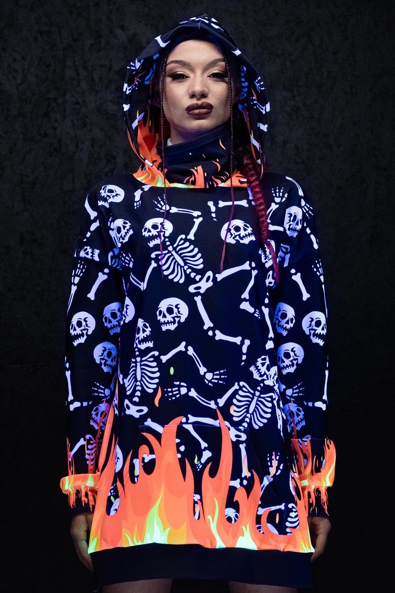 Skeletons in Hell Super Oversized Hoodie