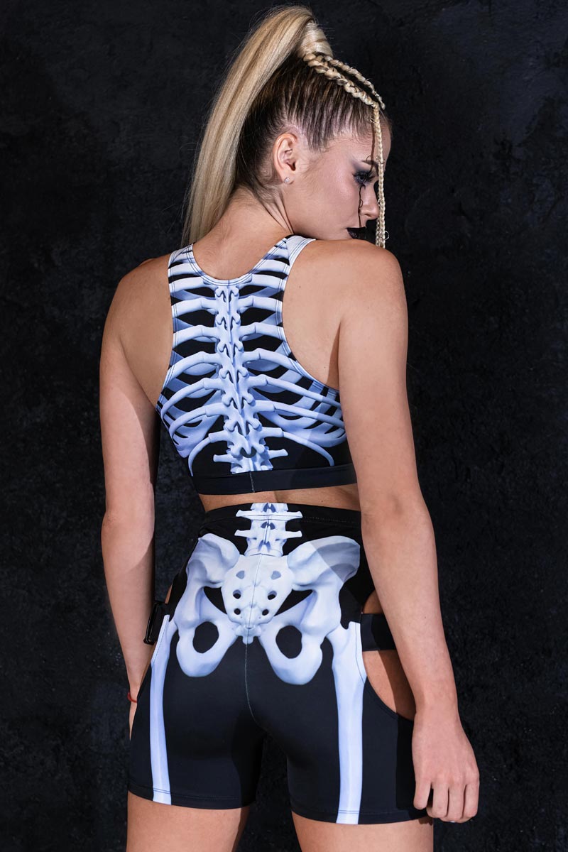 Snow White Skeleton Biker Shorts Set