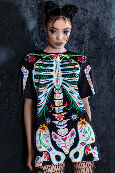 Sugar Skeleton Oversized Tee Dress