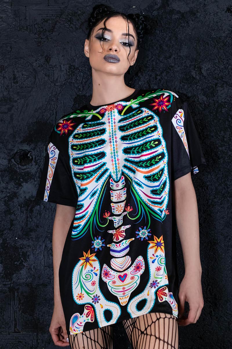 Sugar Skeleton Oversized Tee Dress