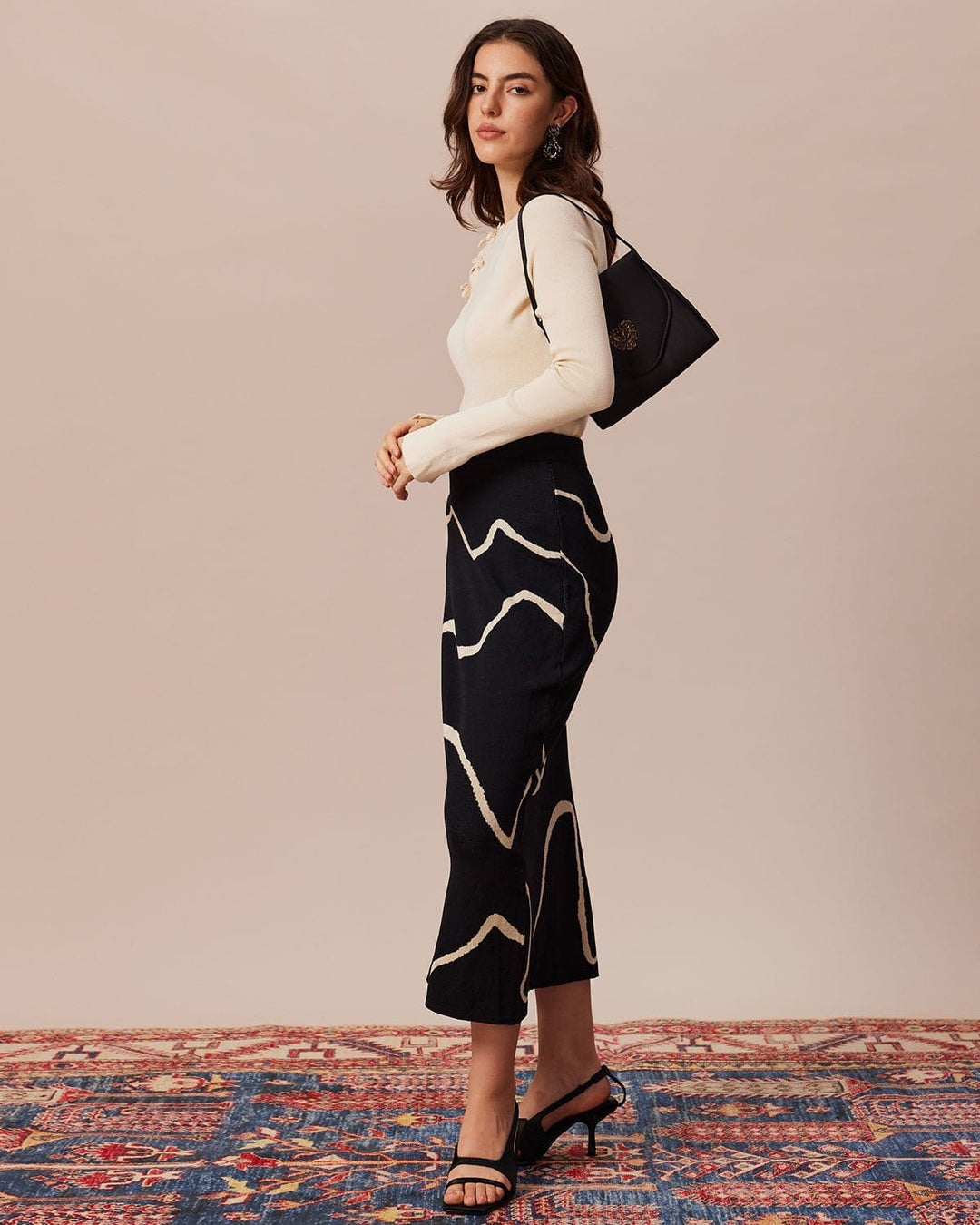 The Beige Ribbed Cut Out Bowknot Knit Top - Celestia Couture