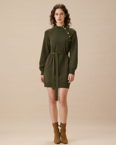 Green Lantern Sleeve Sweater Mini Dress