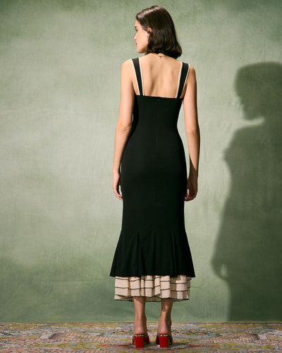 Mona Black Sweetheart Neck Bodycon Slip Maxi Dress