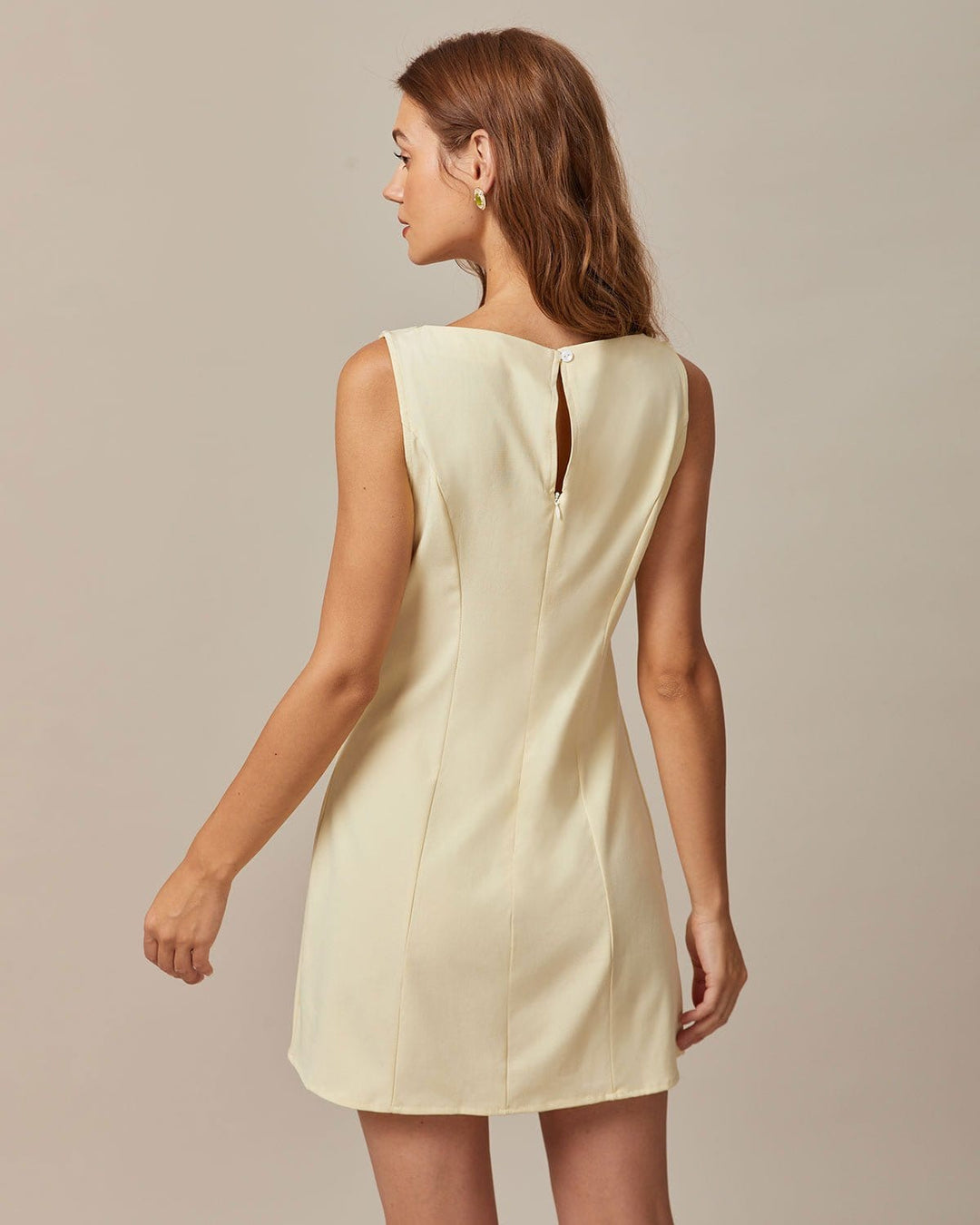 The Yellow Boat Neck Cutout Mini Dress - Celestia Couture