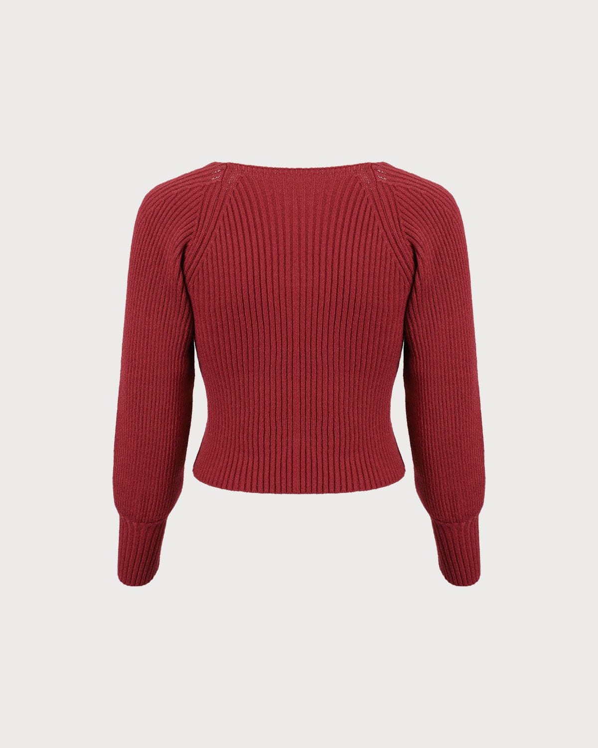 The Red Scoop Neck Lantern Sleeve Sweater