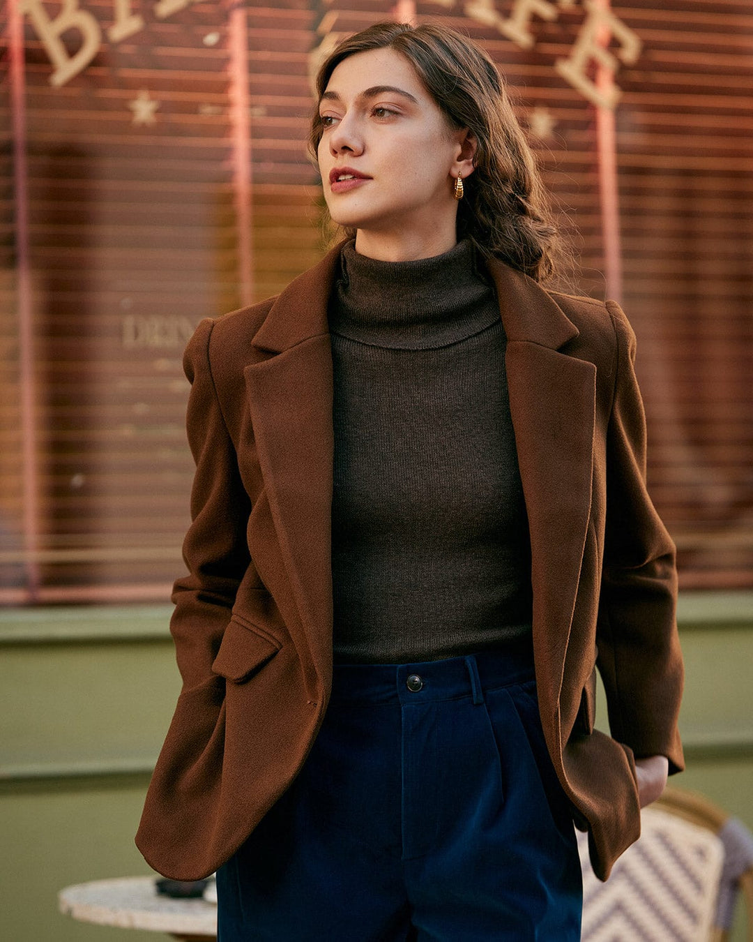 The Solid Collared Single Button Blazer - Celestia Couture