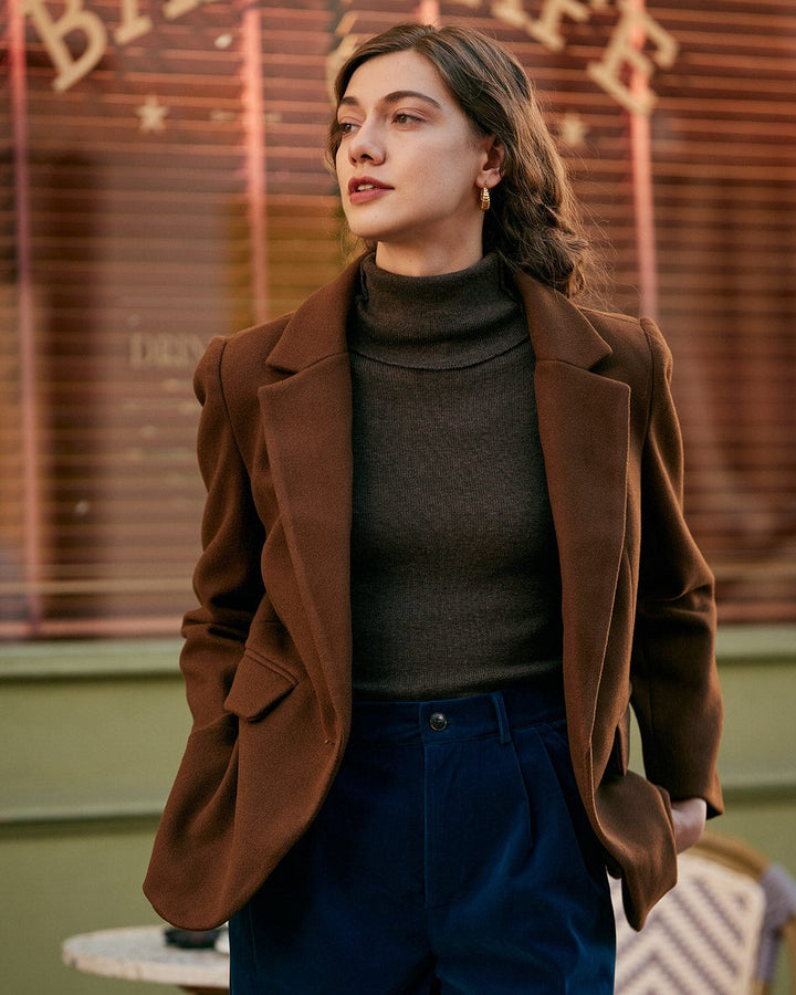 The Solid Collared Single Button Blazer - Celestia Couture