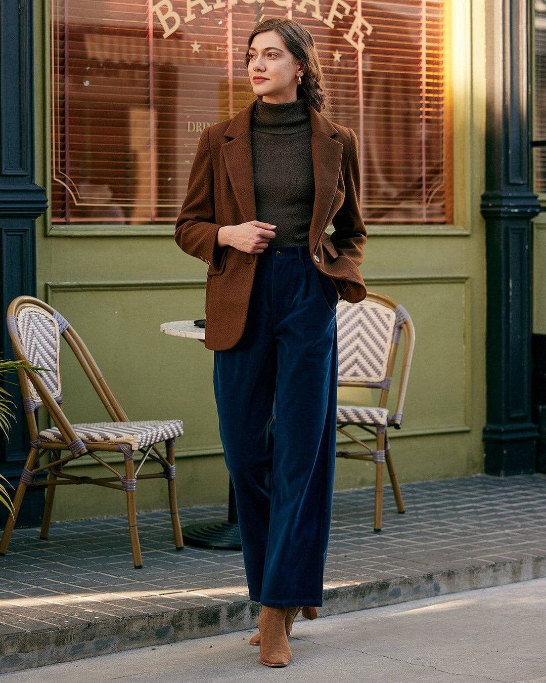 The Solid Collared Single Button Blazer - Celestia Couture