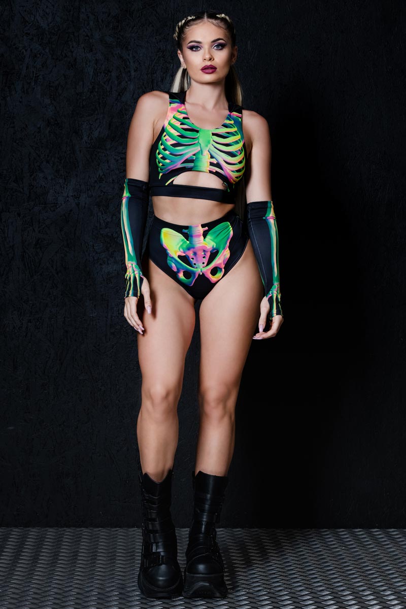 Toxic Skeleton Booty Shorts Set