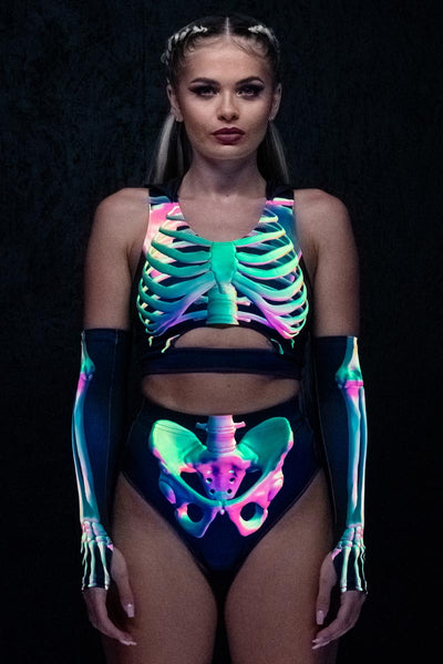 Toxic Skeleton Booty Shorts Set