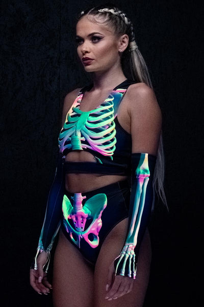 Toxic Skeleton Booty Shorts Set