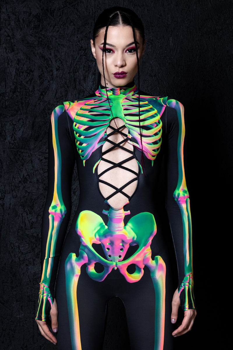 Toxic Skeleton Open Front Costume