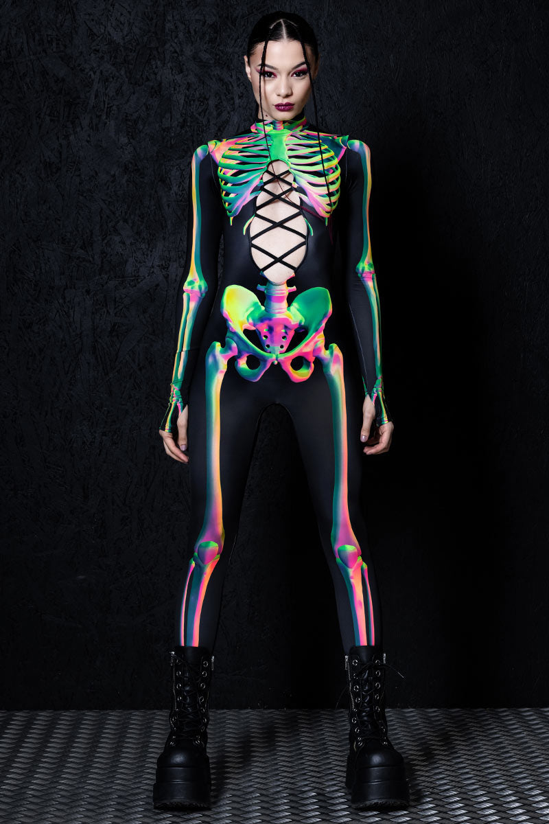 Toxic Skeleton Open Front Costume