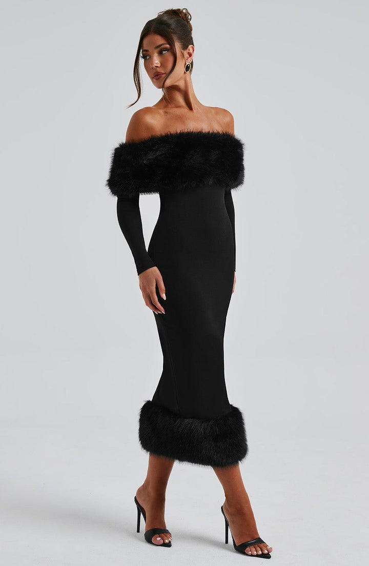 Vittoria Midi Dress-Black - Celestia Couture