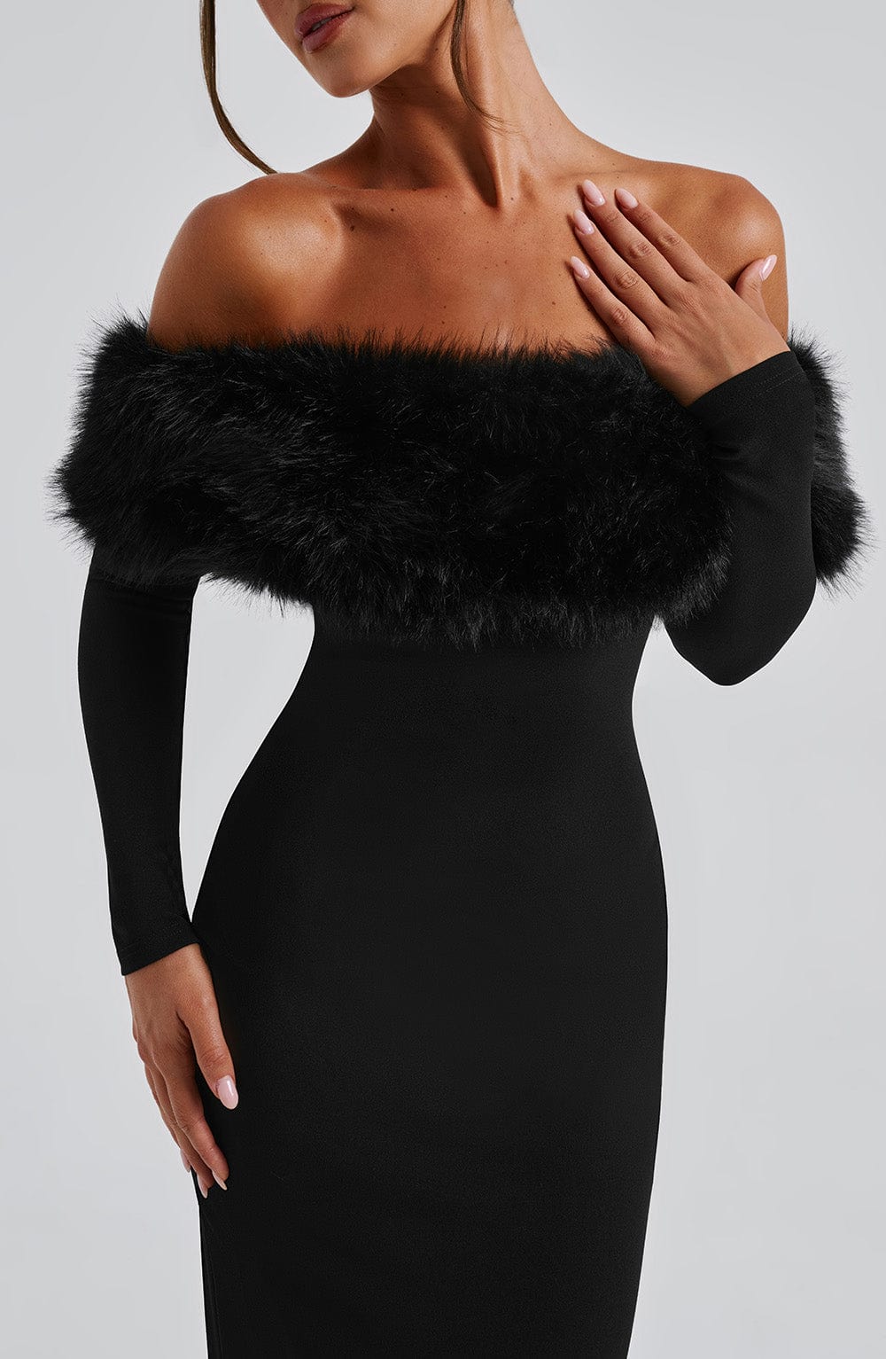Vittoria Midi Dress-Black - Celestia Couture