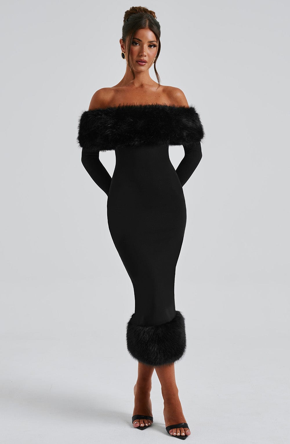 Vittoria Midi Dress-Black - Celestia Couture
