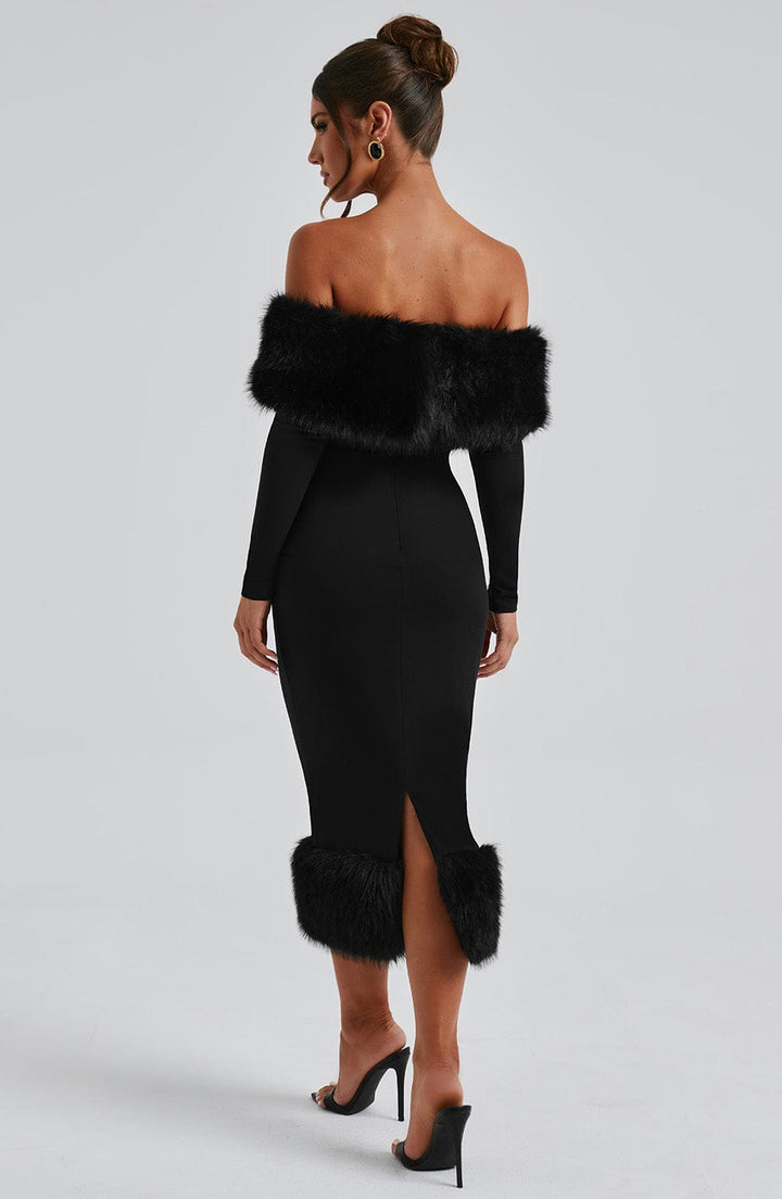 Vittoria Midi Dress-Black - Celestia Couture