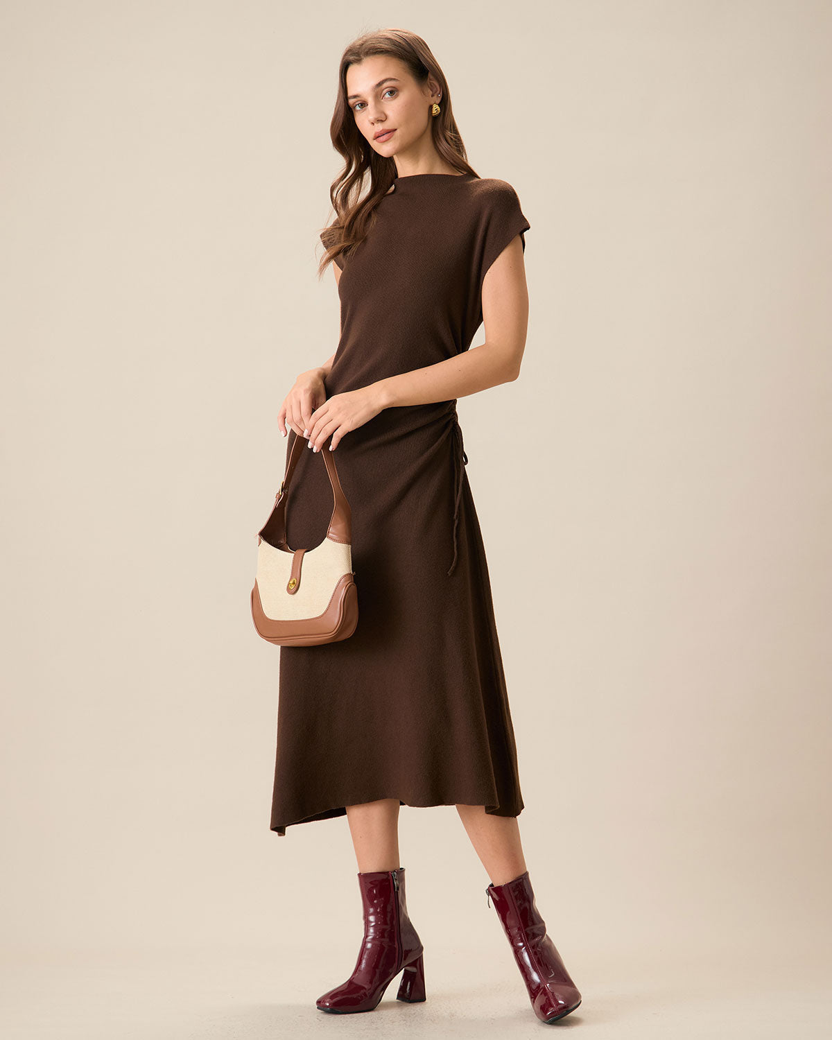 Coffee Bodycon Reversible Sweater Dress