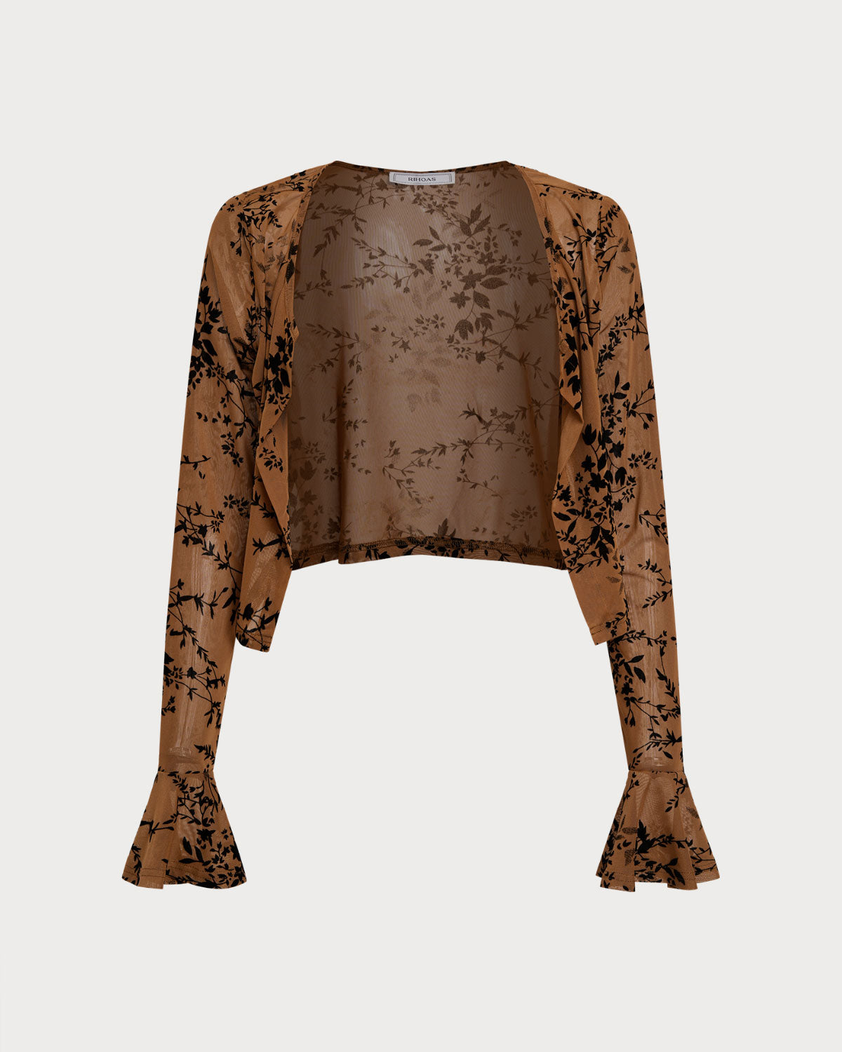 Brown Floral Two-piece Midi Dress