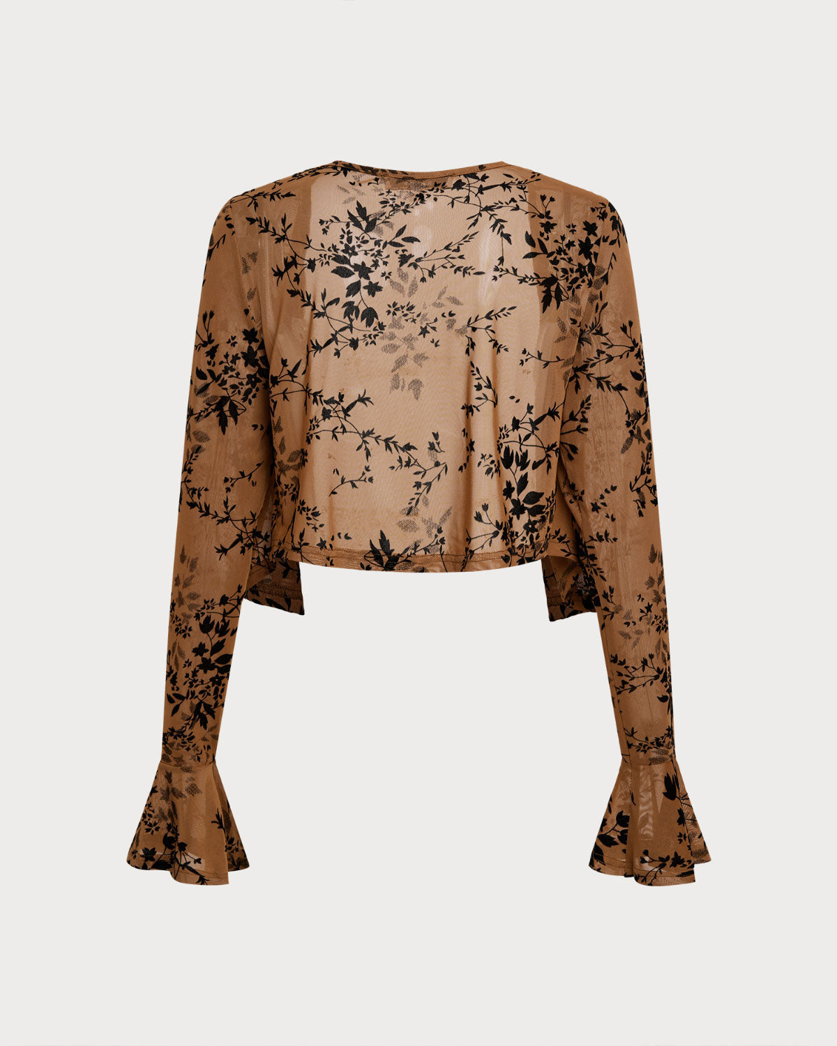 Brown Floral Two-piece Midi Dress