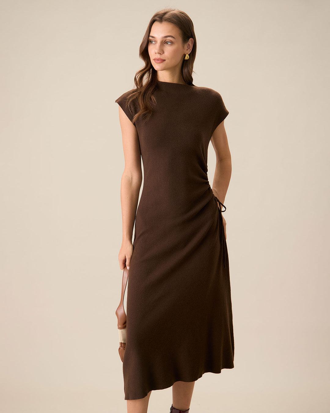 Coffee Bodycon Reversible Sweater Dress - Celestia Couture