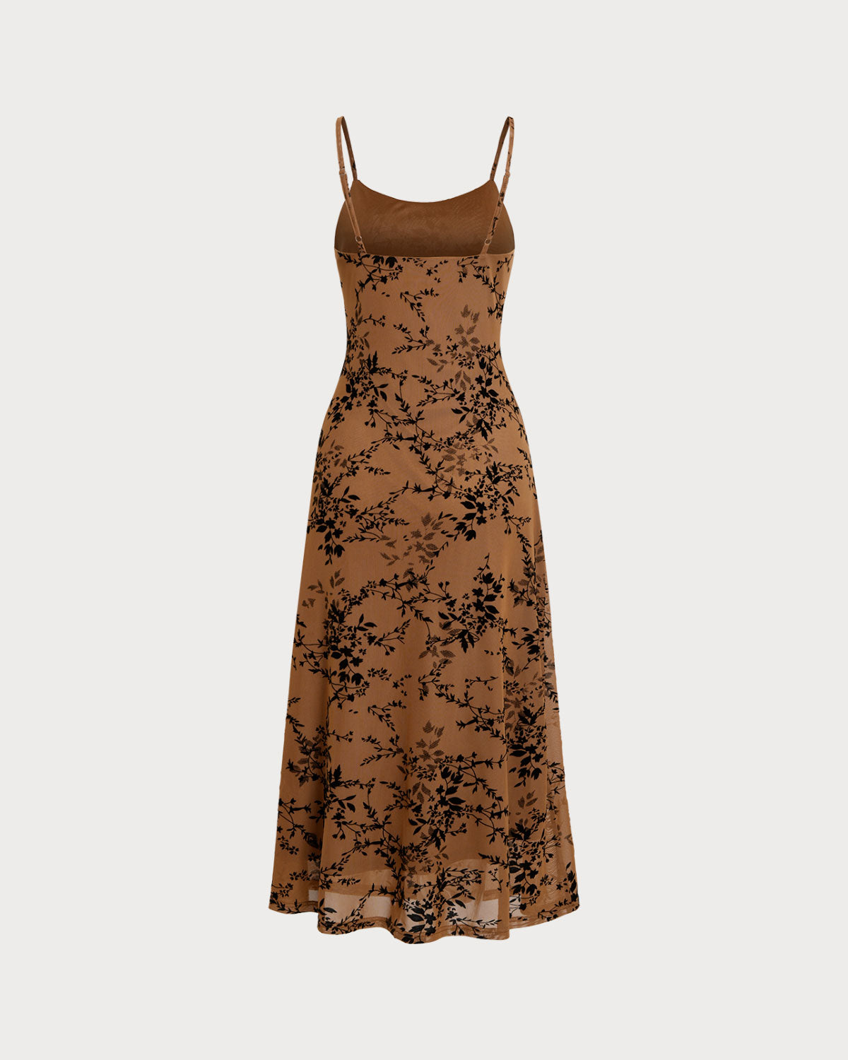 Brown Floral Two-piece Midi Dress