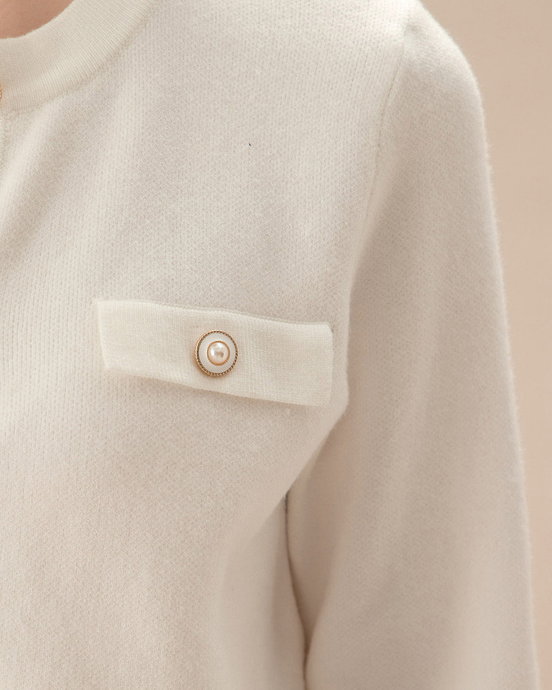 White Single Breasted Knit Cardigan - Celestia Couture