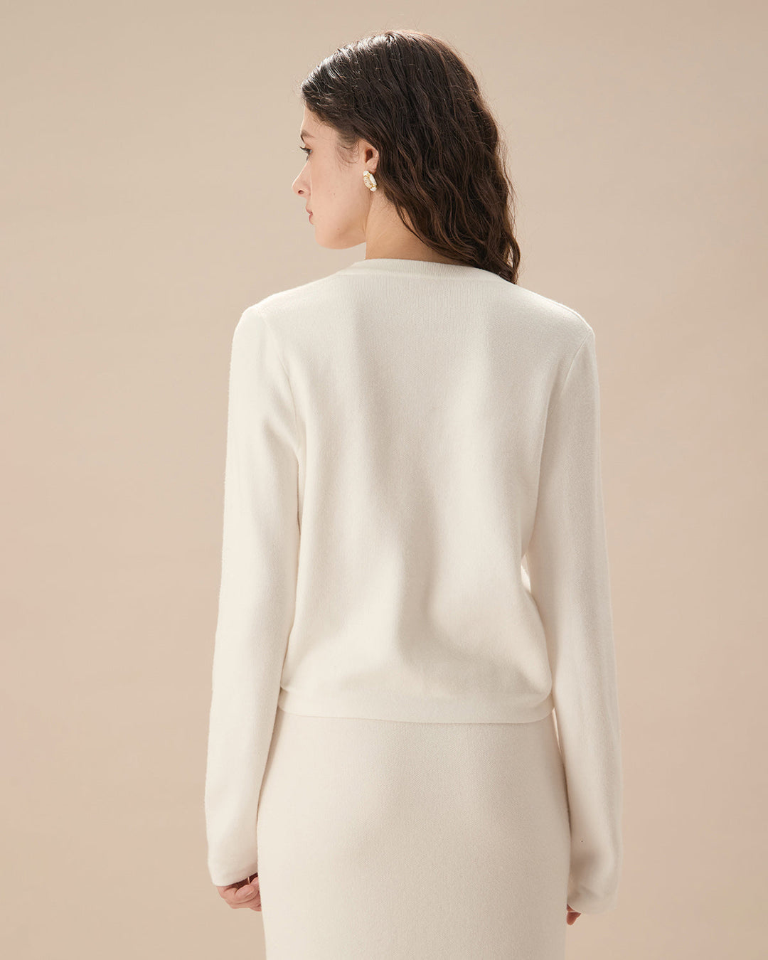 White Single Breasted Knit Cardigan - Celestia Couture