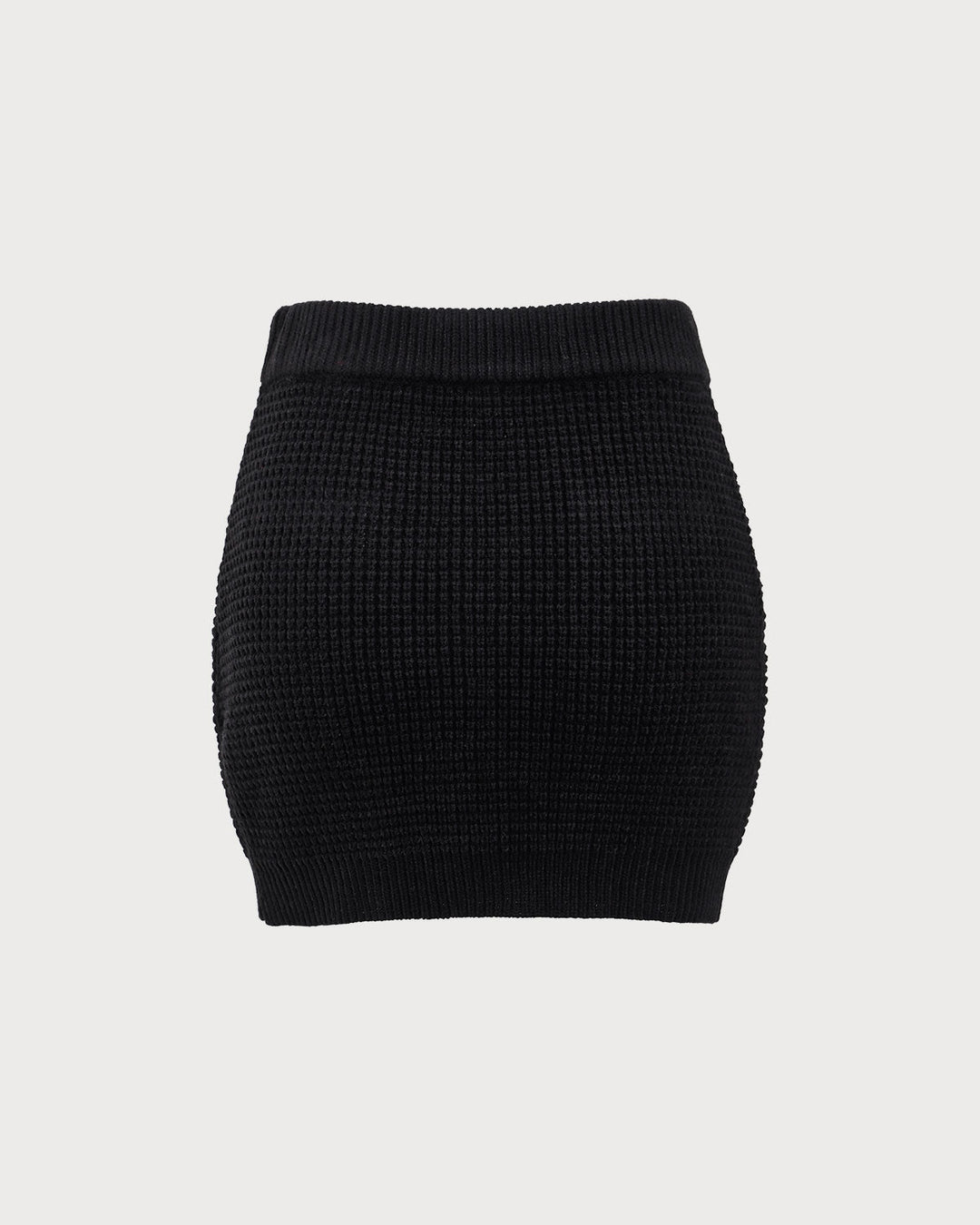 Black Contrasting Knit A-line Mini Skirt - Celestia Couture