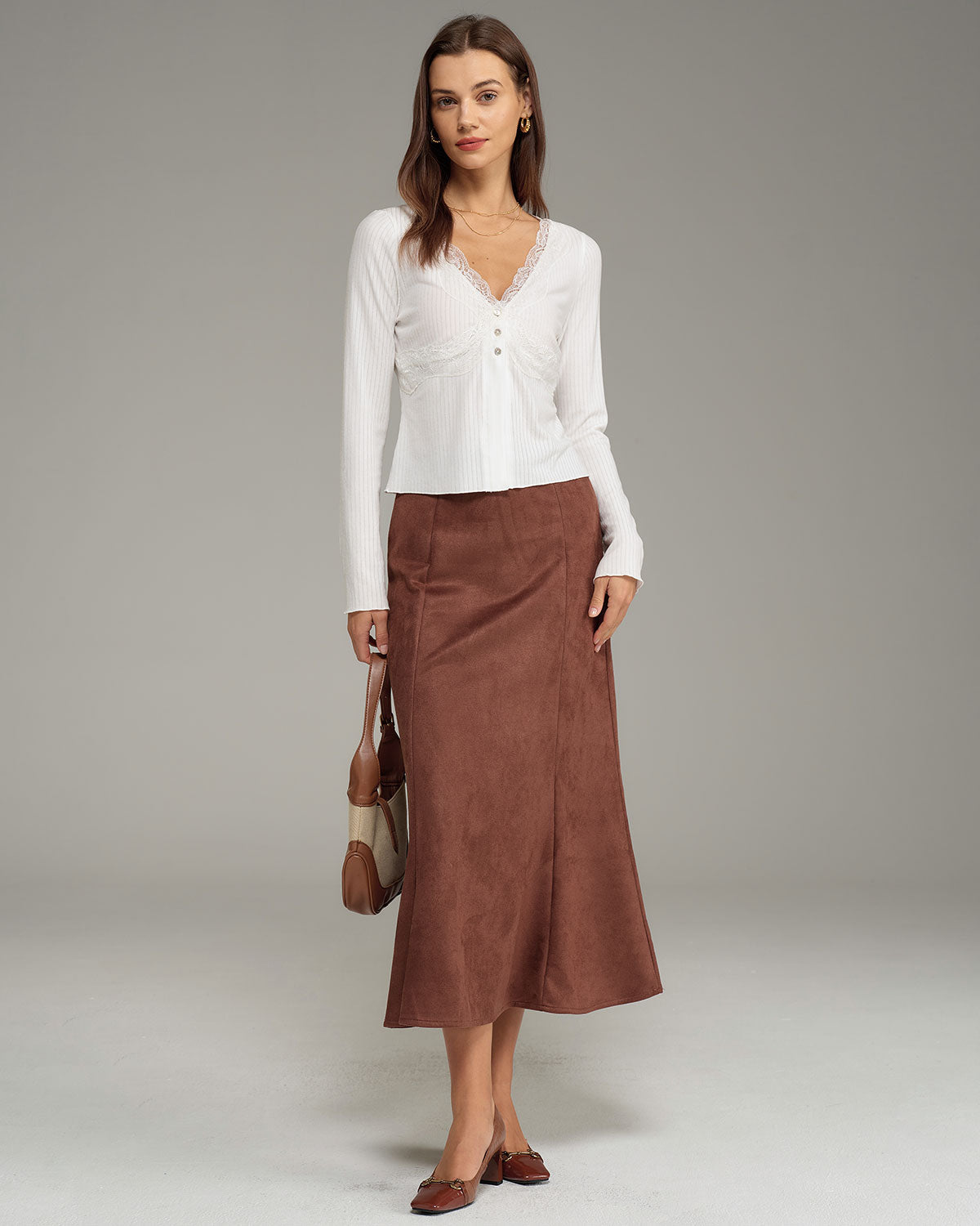 White V Neck Knit Cardigan