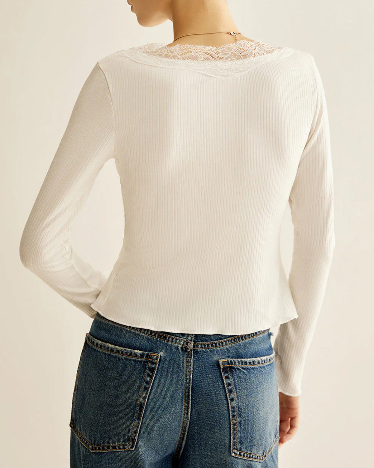 White V Neck Knit Cardigan