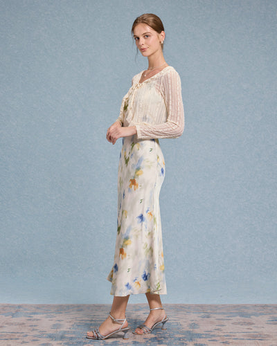 Beige V Neck Ruffle Cardigan