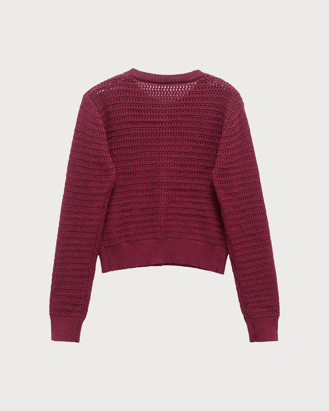 Wine Red Single Breasted Knit Cardigan - Celestia Couture
