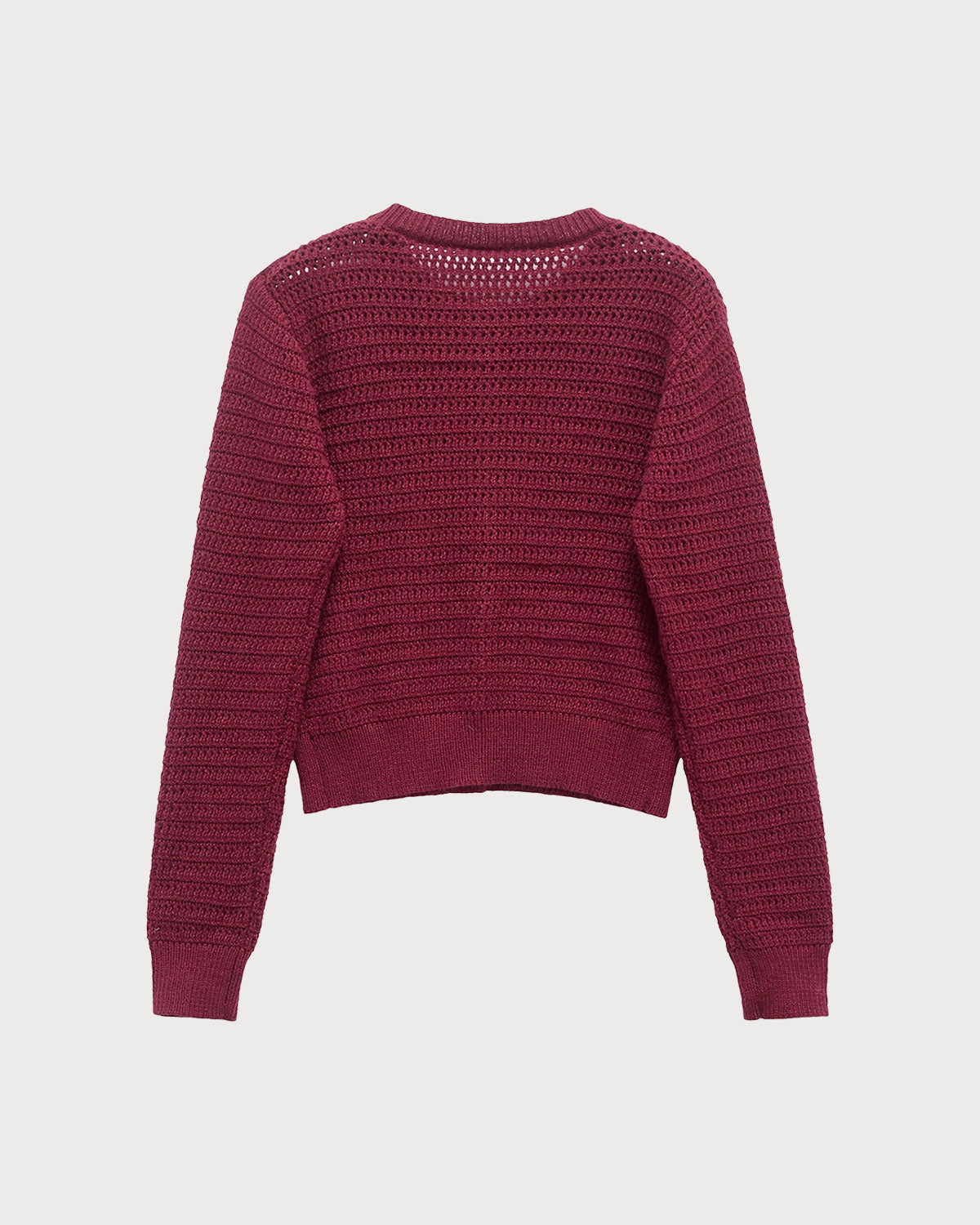 Wine Red Single Breasted Knit Cardigan