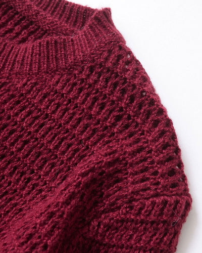 Wine Red Single Breasted Knit Cardigan